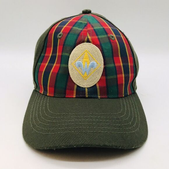 Webelos Scout Uniform Cap Boy Scouts America BSA Olive Plaid Youth OS - S/M Hat - Picture 1 of 10